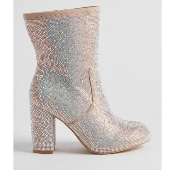 TORRID NWT Stretch Embellished Bootie (WW) Taupe - Picture 2 of 7